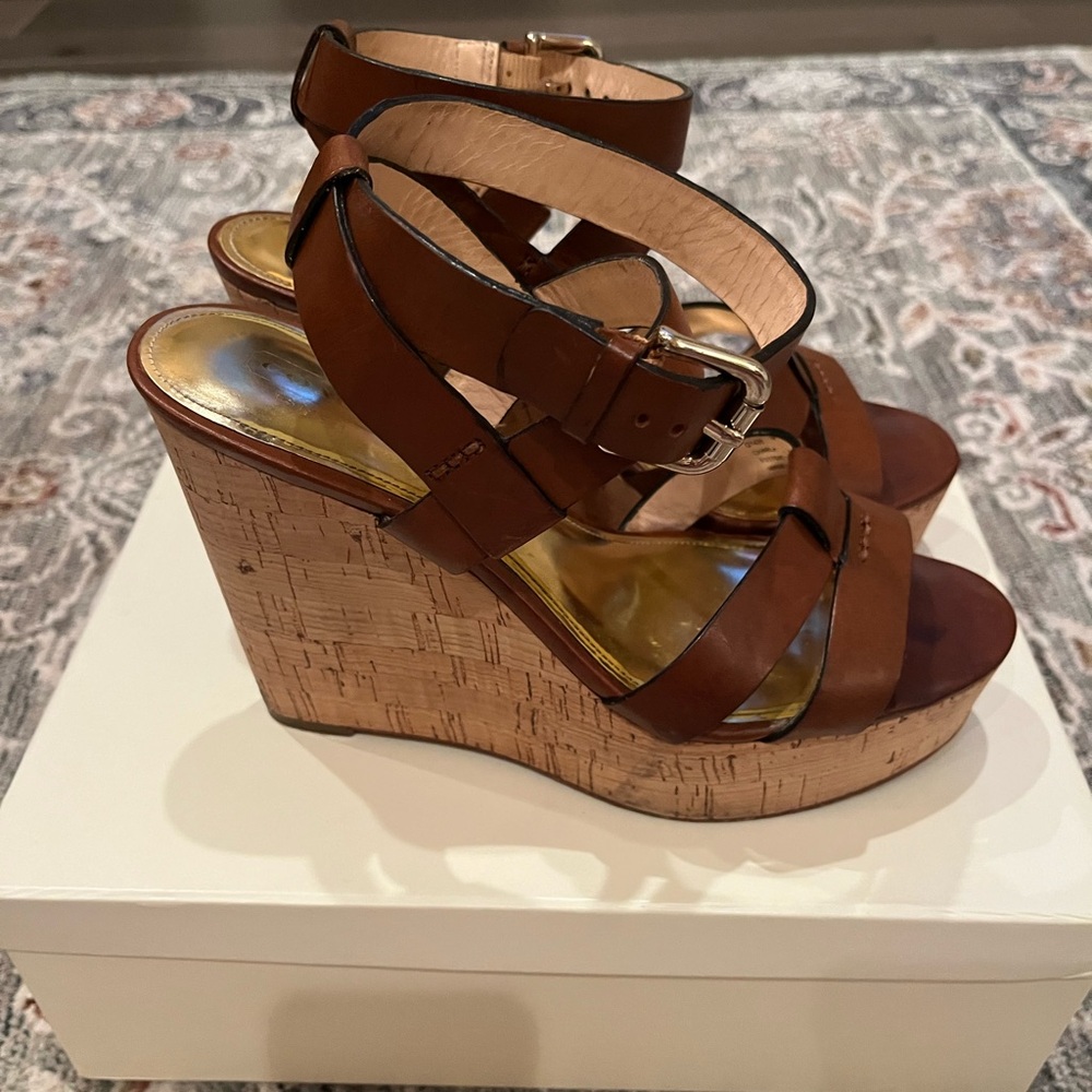 Coach Charla Vachetta Wedge Sandal A8238 Cowboy size 8 - Picture 3 of 6